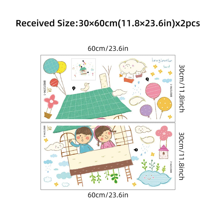 Adorable Cartoon Balloon Wall Stickers For Nursery Decor