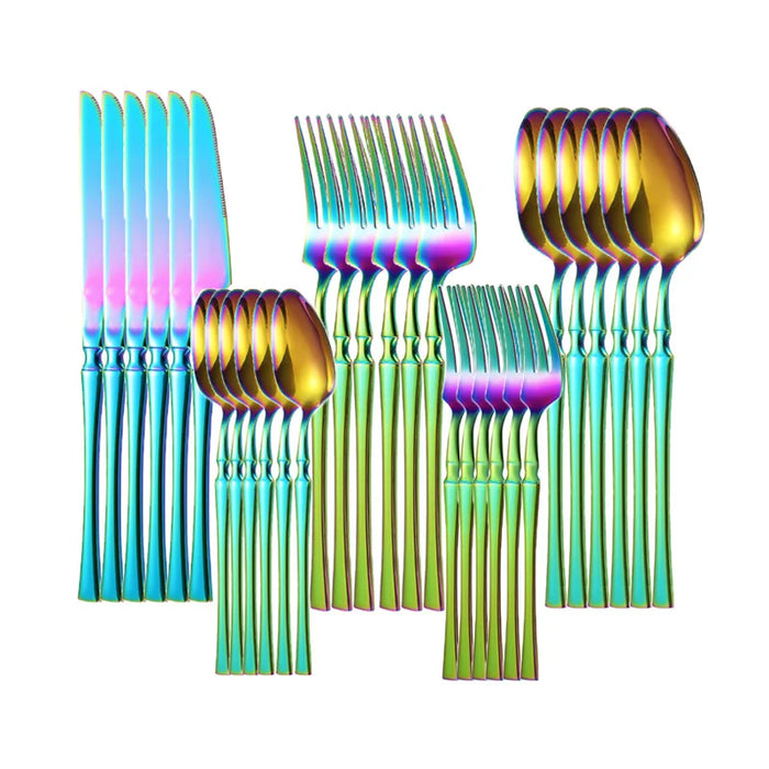 30 Piece Rust Resistant Flatware Set For Restaurants Parties Weddings