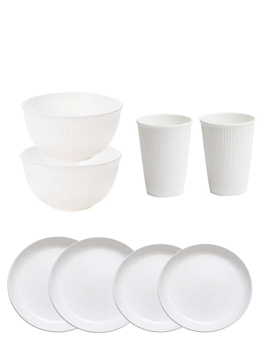 4 / 8 / 16 / 32 Piece Eco Friendly Reusable Plastic Cutlery Set For Parties Christmas Wheat Bowls & Dessert Plates