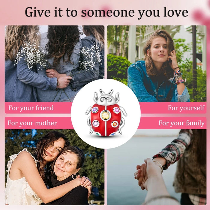 925 Sterling Silver Ladybug Charms For Diy Jewelry Fits Bracelets