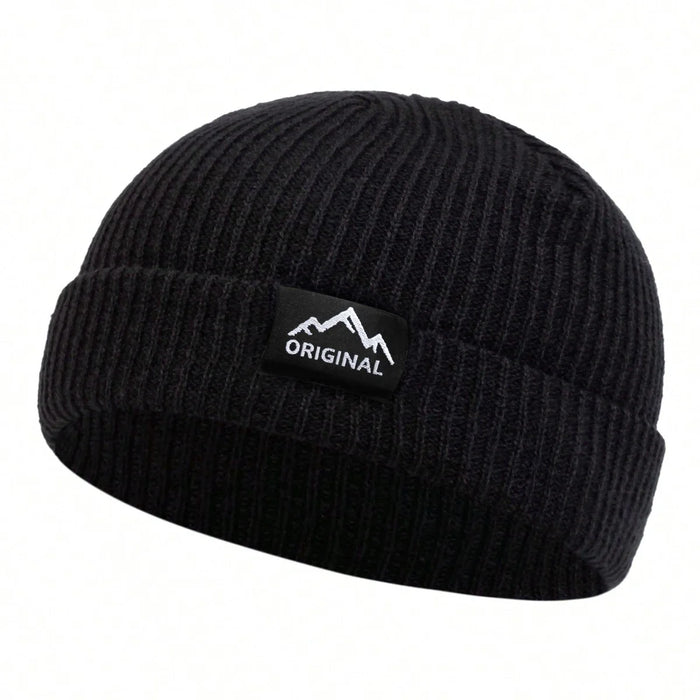 Unisex Mountain Range Label Embroidery Beanie Warm Knit Hat For Autumn / Winter Hip Hop Cap For Women / Men