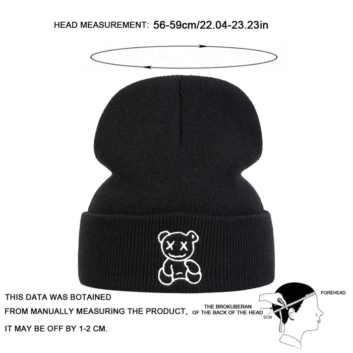 Cozy Little Bear Embroidered Beanie For Men & Women Autumn / Winter Knit Hat