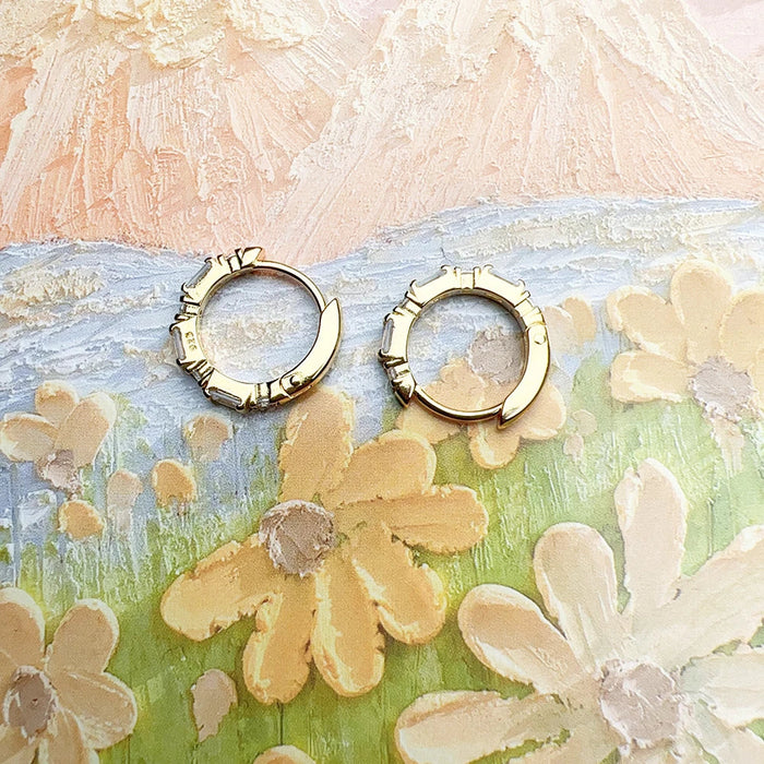 925 Sterling Silver Golden Creole Hinged Hoop Earrings
