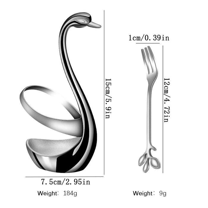 Stainless Steel Swan Fruit Fork Set For High End Dining