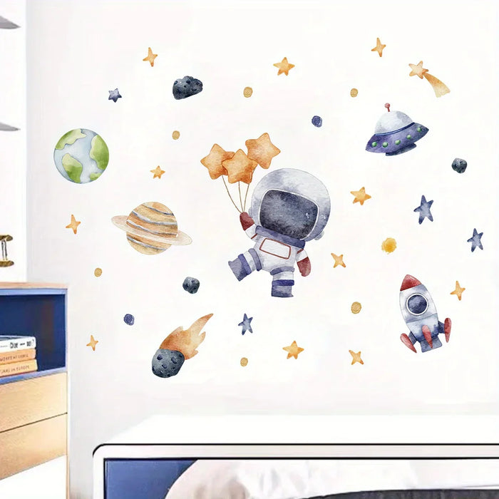 Cartoon Astronaut Wall Sticker For Kids Room Decor