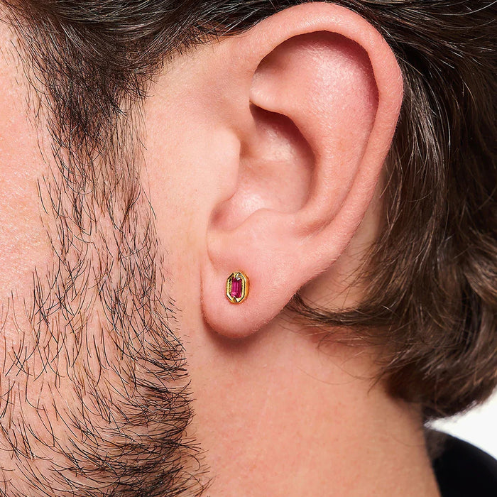 925 Sterling Silver New Red Stones Stud Earrings Fine