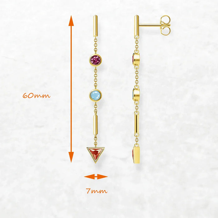 925 Sterling Silver Colourful Drop Earrings Lucky Romantic Gift For Women