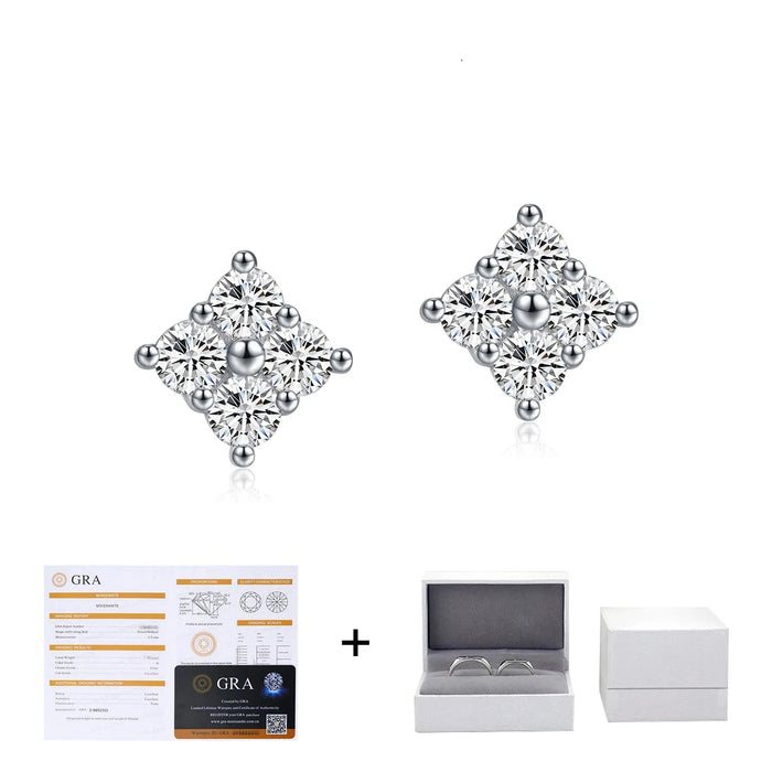 925 Sterling Silver Dazzling Moissanite Stud Earrings In