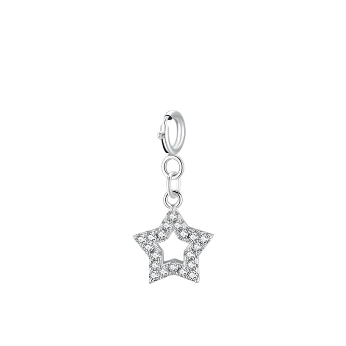 925 Sterling Silver Sparkling Cz Star Pendant For Women Bracelets