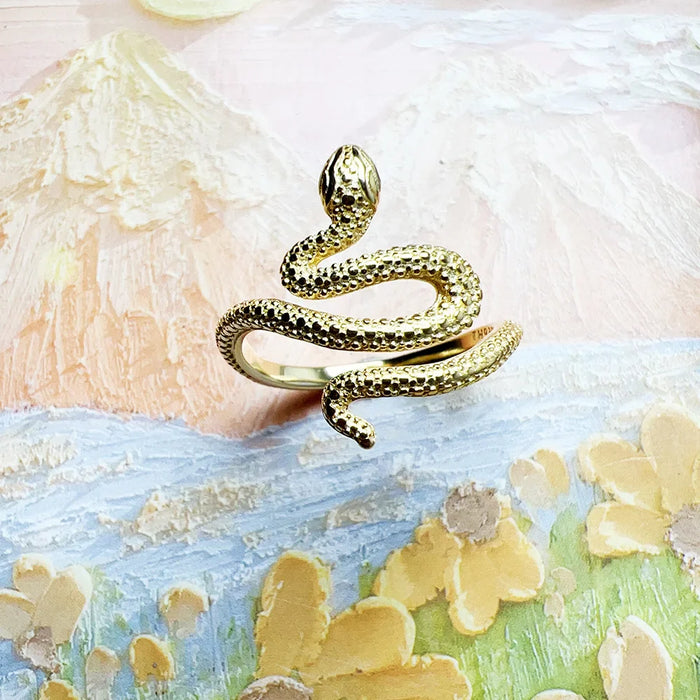 925 Sterling Silver Snake Love Ring Gold Plated Romantic Gift For Women