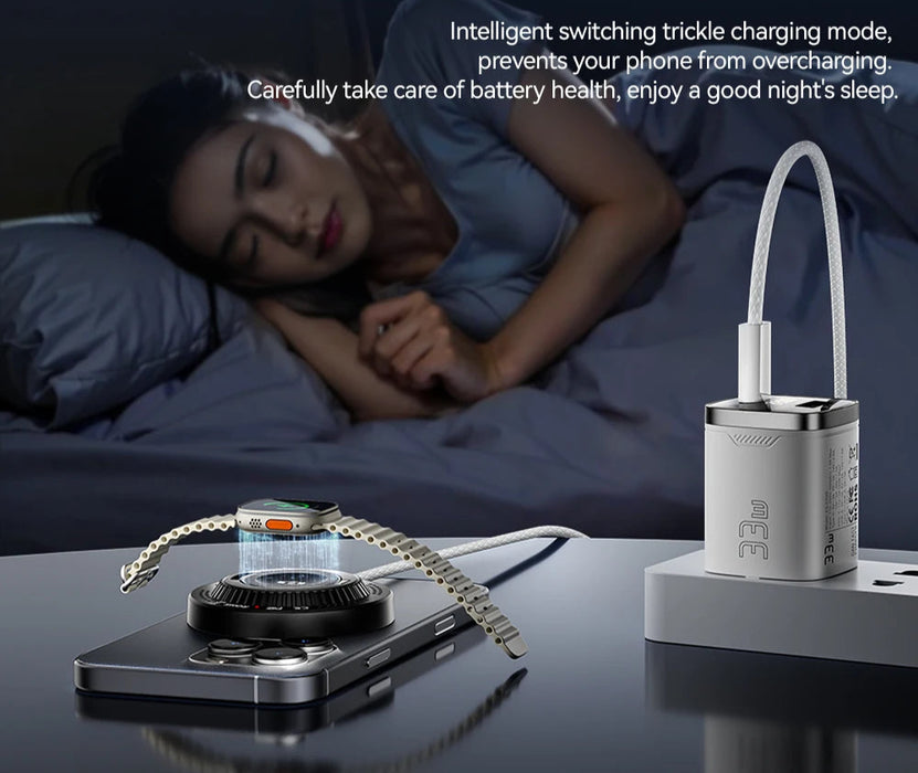 2-In-1 Magnetic Wireless Charger 15W With Holder Portable Fast Charging For Iphone 16 15 14 Pro Max Iwatch Huawei Xiaomi