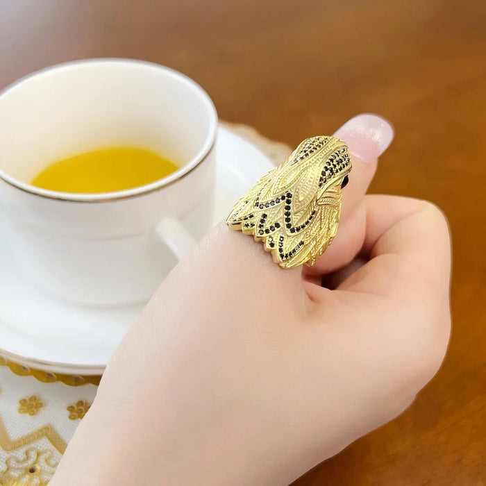 925 Sterling Silver Vintage Falcon Cocktail Ring Jewelry