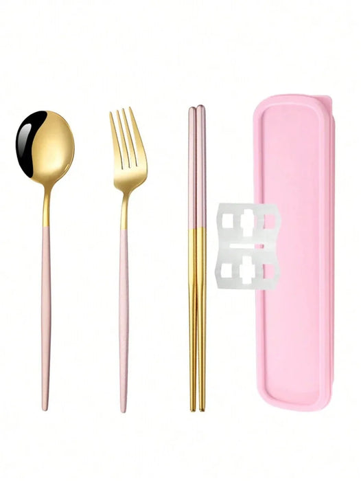 3 Piece Stainless Steel Cutlery Set With Storage Box Perfect For School Or Picnics