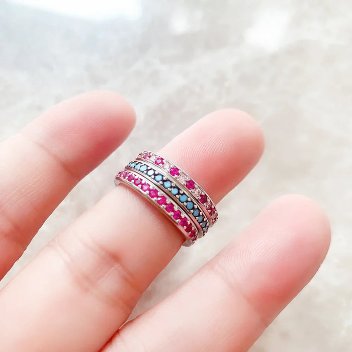 925 Sterling Silver Colourful Stone Ring Romantic Gift Fine Jewelry For Women Real Europe Elegance
