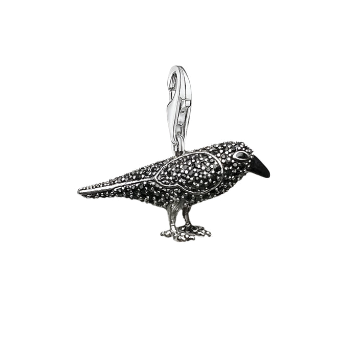925 Sterling Silver Raven Pave Pendant European Style Jewelry For Women