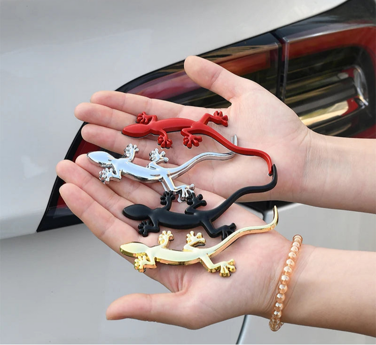 3D Metal Gecko Badge Emblem Sticker For Cars Reflective Decal Auto Accessory