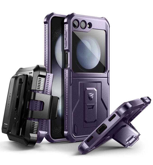 For Samsung Galaxy Z Flip 5 5G 2023 Belt Clip Rugged Shockproof Bumper Protective Holster Case With Foldable Kickstand