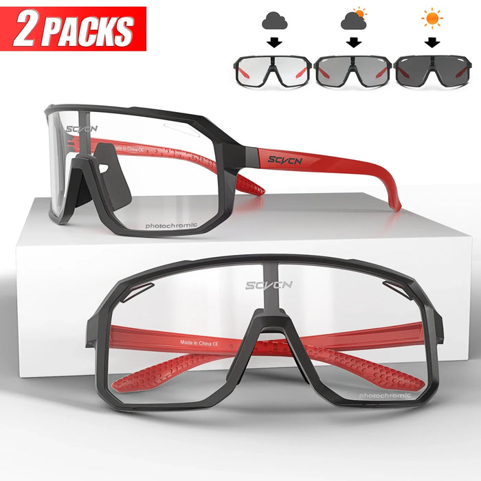 2 Pack Photochromic Cycling Sunglasses For Mountain Biking