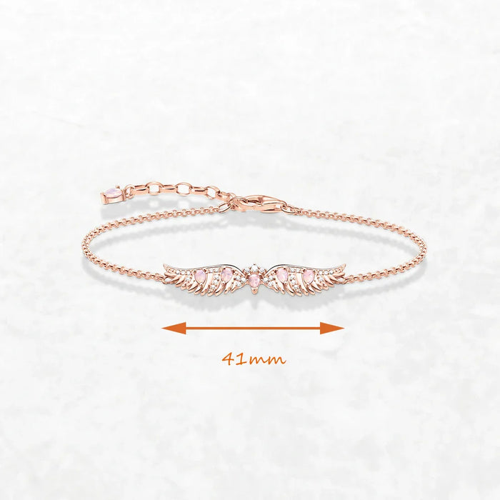 925 Sterling Silver Phoenix Wings Bracelet Rose Gold Plated Mythic For Women