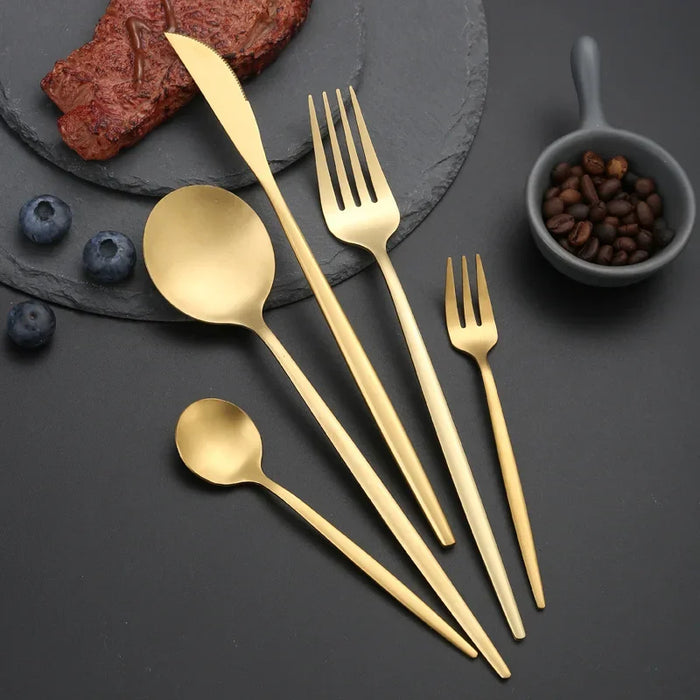 30 Piece Matte Stainless Steel Cutlery Set For Kitchen Parties