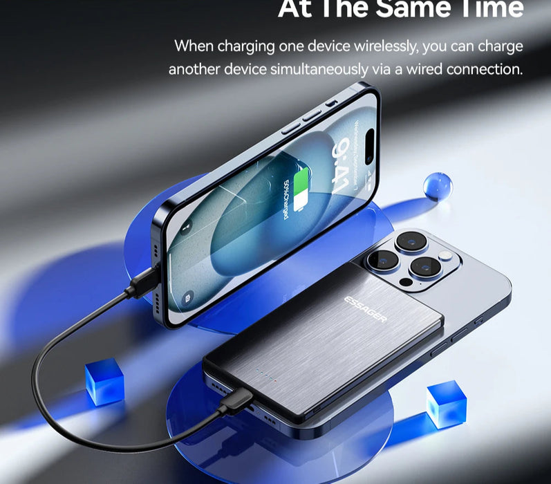 Pd 20W Magnetic Wireless Charging Bank 5000Mah External Battery Charger For Iphone 15 14 13 Pro Max Thin Charging Bank