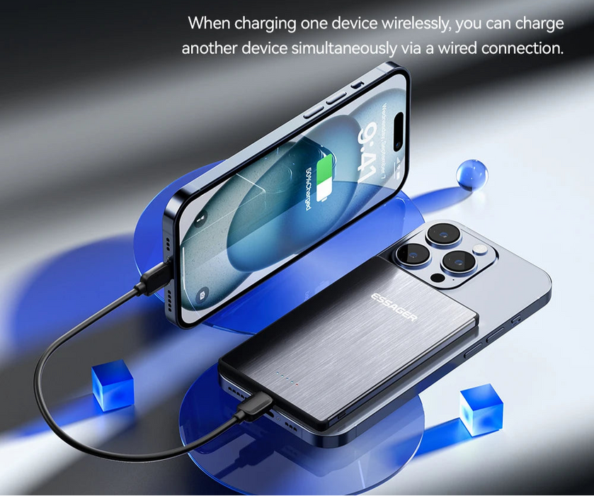 Pd 20W Magnetic Wireless Charging Bank 5000Mah External Battery Charger For Iphone 15 14 13 Pro Max Thin Charging Bank