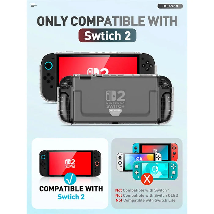 For Nintendo Switch 2 Slim Matte Clear Anti Fingerprint Protective Hard Case