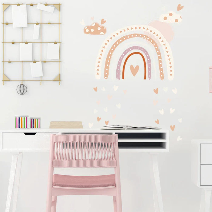 Boho Rainbow Heart Wall Stickers For Kids Room Decor
