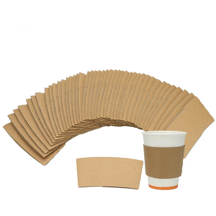 50 Piece Non Slip Kraft Coffee Cup Sleeves For 8 16Oz Hot / Cold Drinks