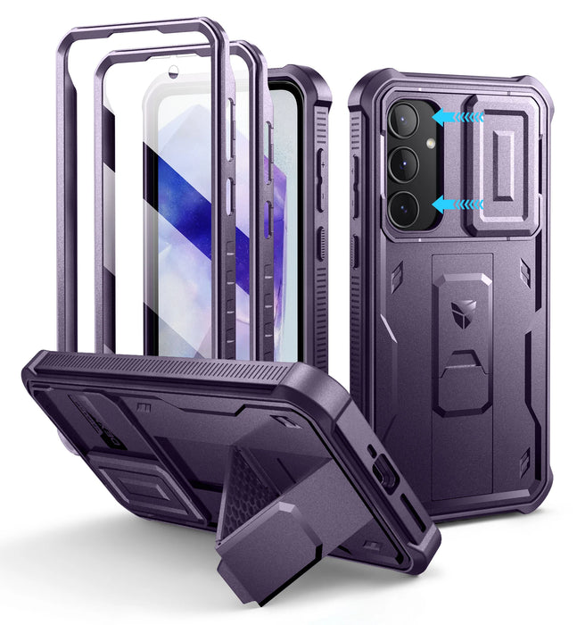For Samsung Galaxy A55 6.6 Inch Full Body Rugged Case With Camera Case & Built-In Screen Protector Kickstand