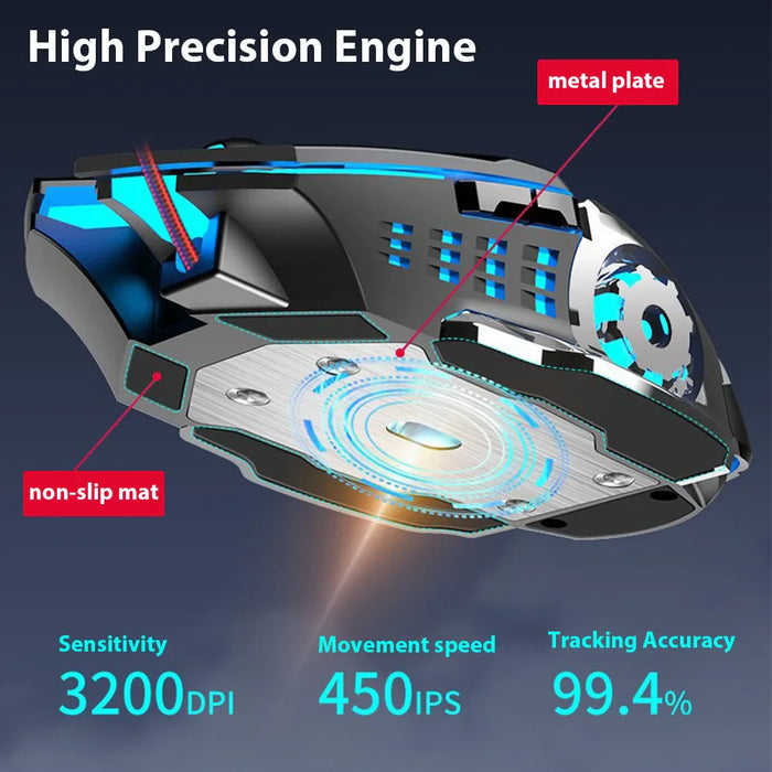Rechargeable Bluetooth Gaming Mouse Silent & Backlit Pc / Laptop