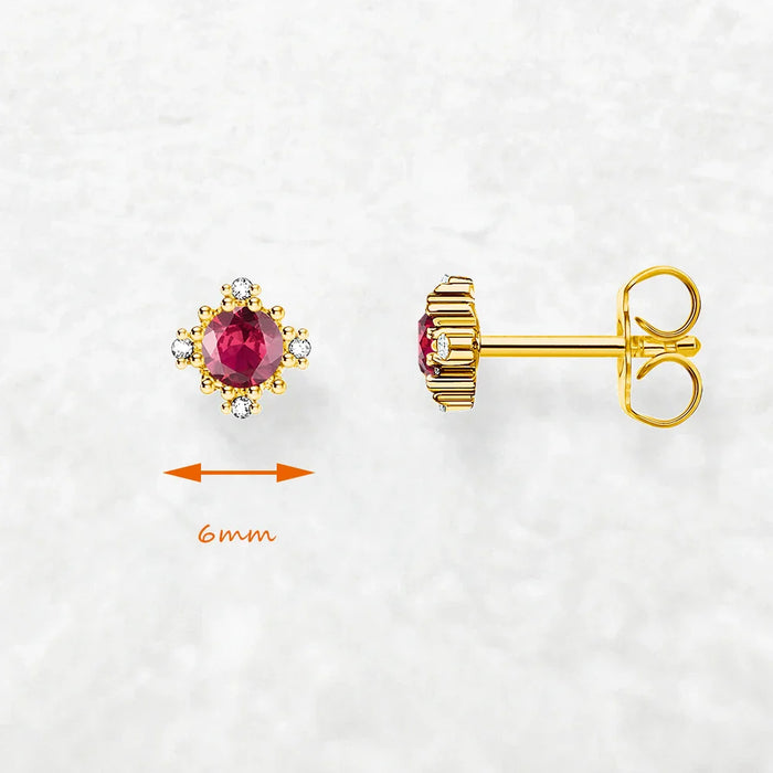 925 Sterling Silver Vintage Red Stone Ear Studs