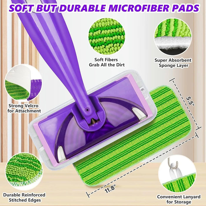 5 Pieces Reusable Mop Pads Compatible With Swiffer Wetjet Mops Wet Dry Head For Swiffer Wet Jet Mop Hardwood Floor Cleaning Green