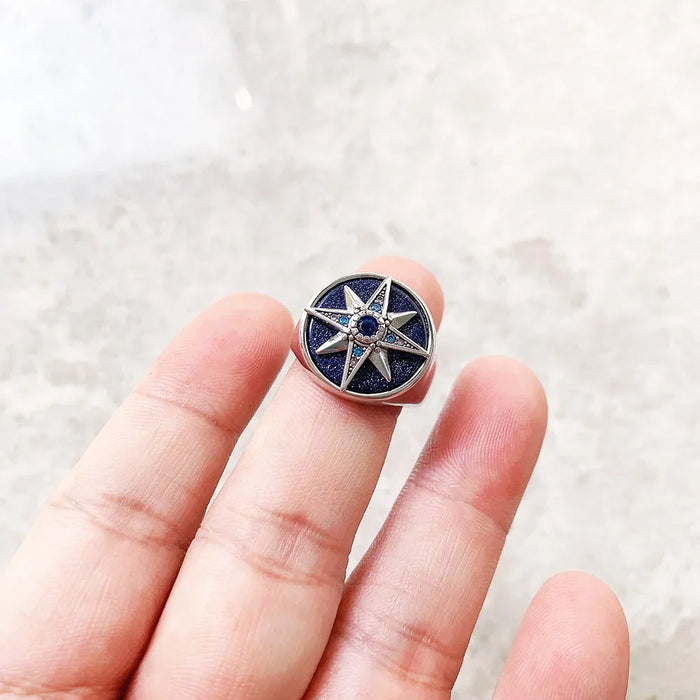 925 Sterling Silver Boho Star Signet Ring Lucky For Women