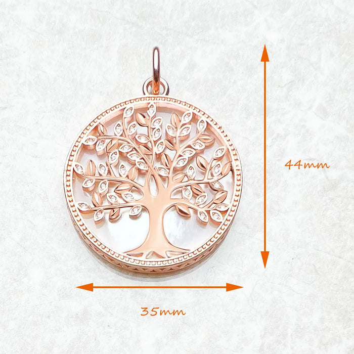 925 Sterling Silver Romantic White Tree Pendant Rose Gold Colour Balance Symbol Jewelry For Women