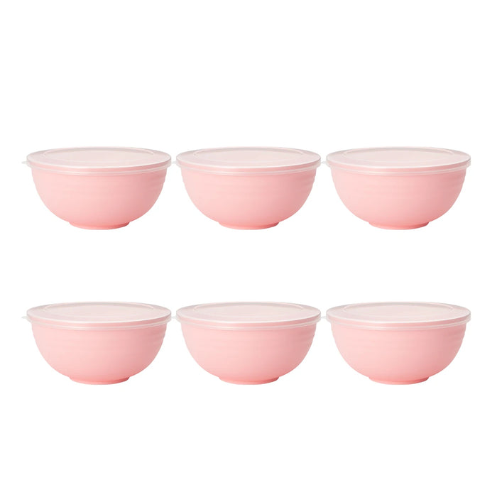 2 / 4 / 6 Piece Reusable Pink Plastic Bowls With Lids
