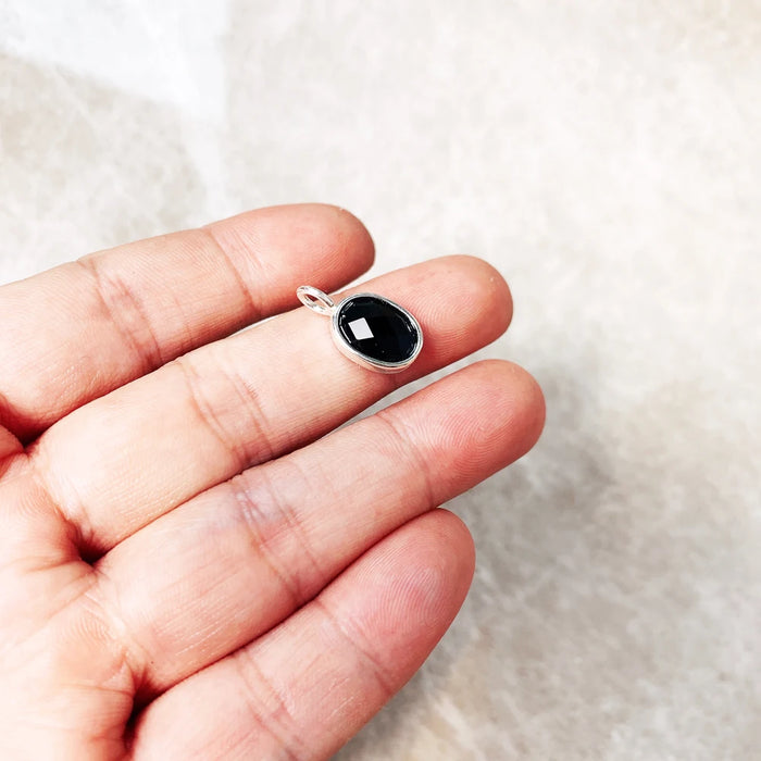 925 Sterling Silver Black Crystal Oval Pendant Fashion Jewelry For Women