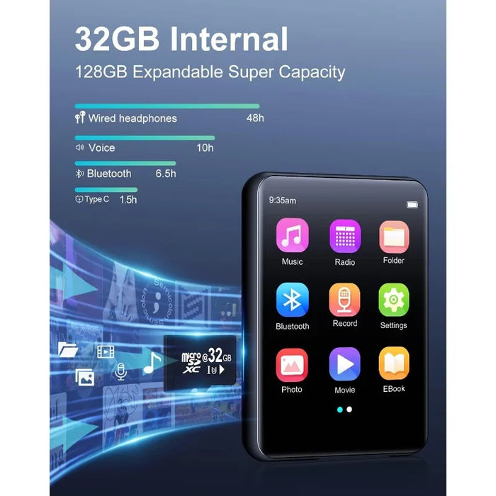 32Gb Bluetooth Mp3 Player With Fm Radio & Recorder