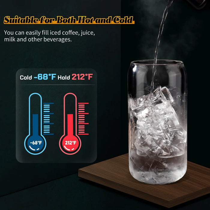 2 / 4 / 6 / 8 Piece 16Oz Can Shaped Glasses With Lids & Straws Insulated