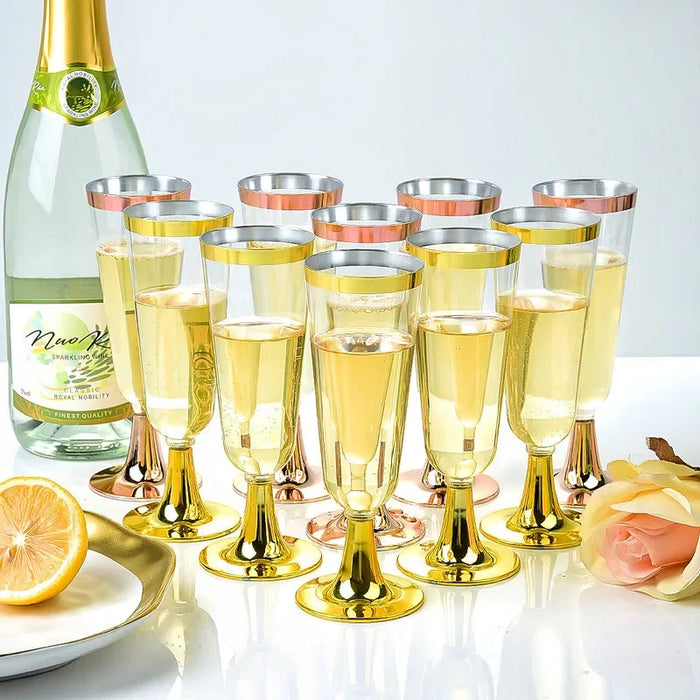 24 Piece Disposable Plastic Champagne Flutes For Weddings & Parties