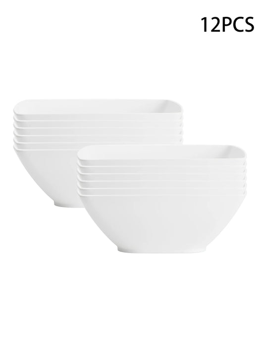 2 / 6 / 12 Piece Reusable Large White Plastic Bowls Ideal For Soup Noodles Oatmeal Salad