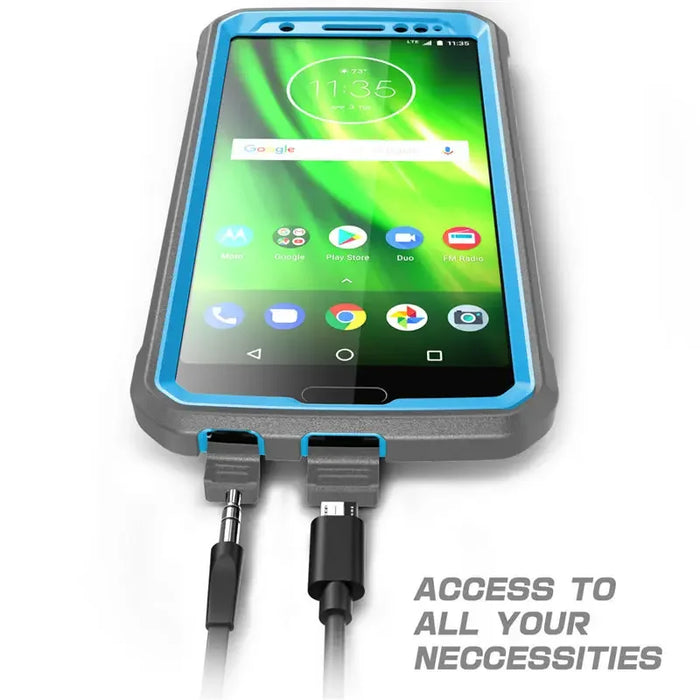 For Moto G6 Ub Pro Full-Body Rugged Holster Case With Built-In Screen Protector