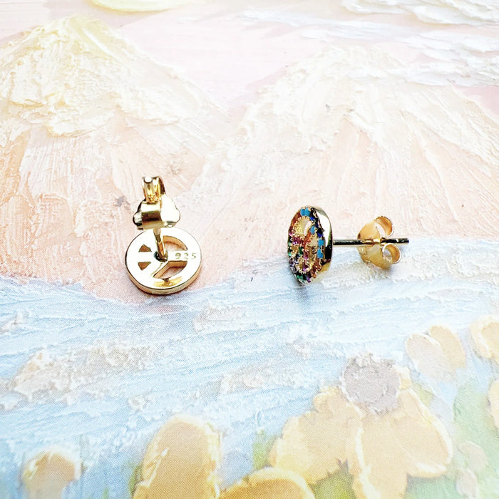 925 Sterling Silver New Colourful Peace Ear Studs For Women Trendy Gift