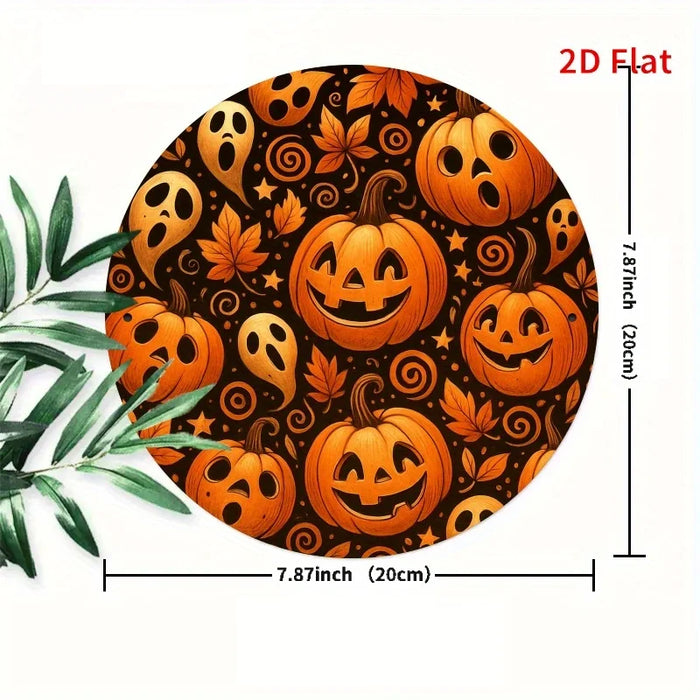 Retro Round Iron Sign Halloween Pumpkin Pattern For Bedroom Or Dining Room