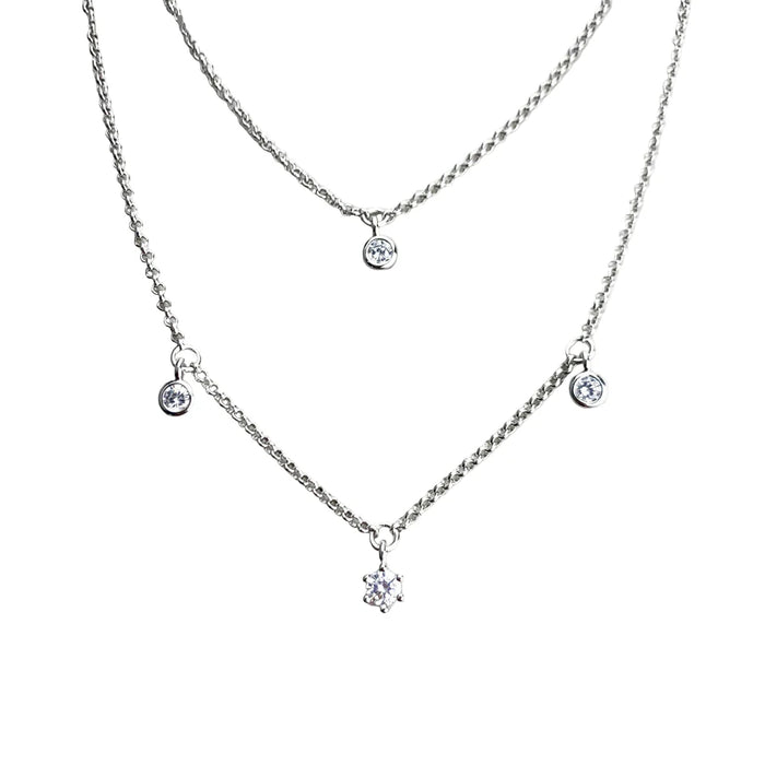 925 Sterling Silver Minimalist Double Chain Necklace Boho For Women