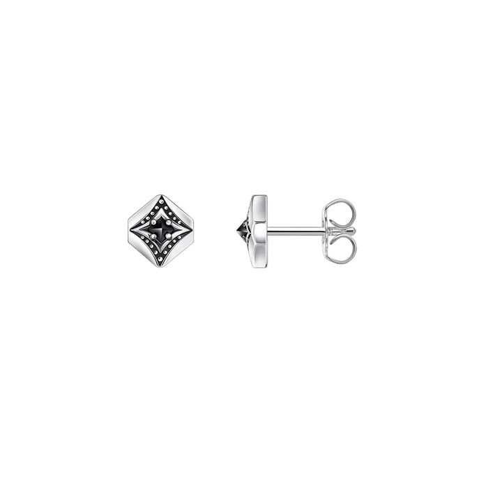 925 Sterling Silver Vintage Rhombus Ear Studs Unisex Gift