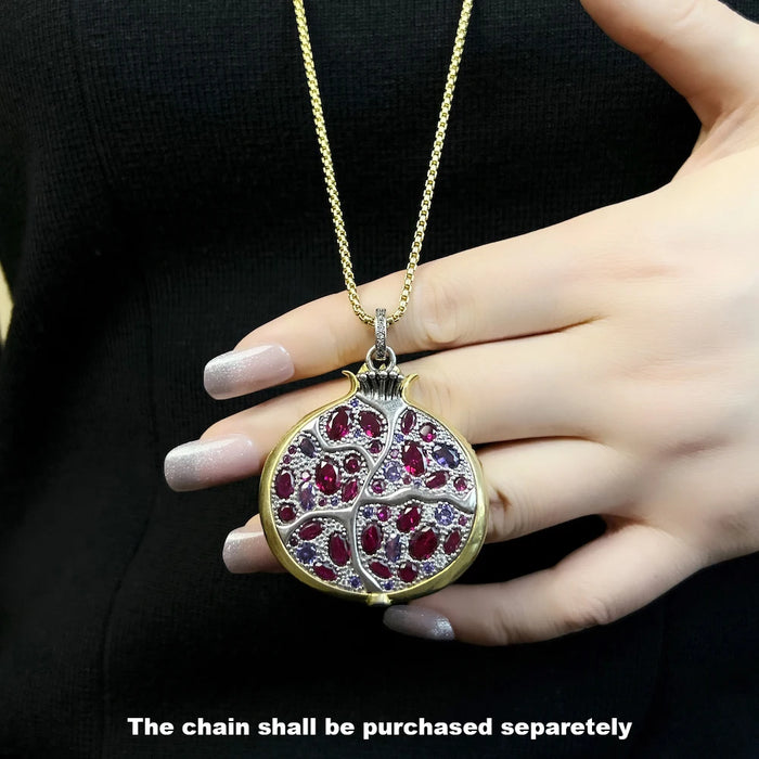 925 Sterling Silver Large Pomegranate Pendant Spring Fashion Romantic Gift For Her