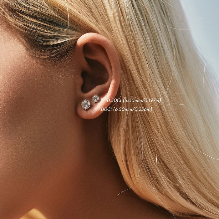 925 Sterling Silver 1Ct Moissanite Stud Earrings In For Women