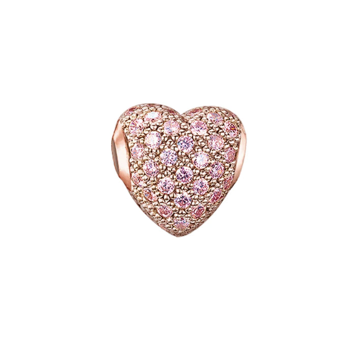 925 Sterling Silver Rose Gold Heart Beads Charms For Women