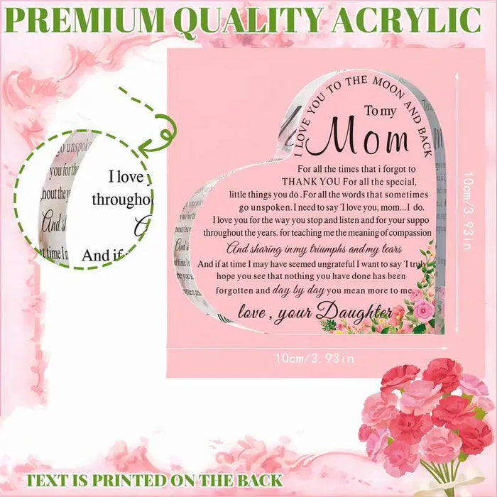 Meaningful Mom Gifts Heart Acrylic Keepsake